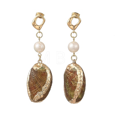 Natural Paua Shell Stud Earrings EJEW-JE07372-1