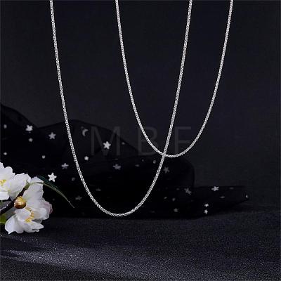 Rhodium Plated 925 Sterling Silver Thin Dainty Link Chain Necklace for Women Men JN1096B-04-1