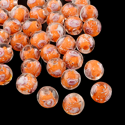 Handmade Luminous Inner Flower Lampwork Beads LAMP-R129-12mm-05-1