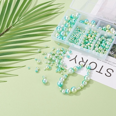 497Pcs 5 Style Rainbow ABS Plastic Imitation Pearl Beads OACR-YW0001-07E-1