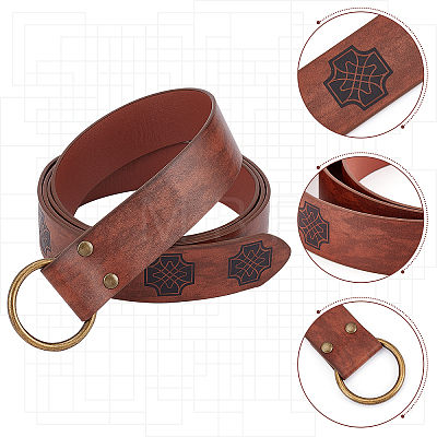 Retro Embossed Imitation Leather O Ring Belt AJEW-WH0277-14B-1