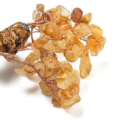 Natural Citrine Chips Money Tree Decorations DJEW-P018-01A-1