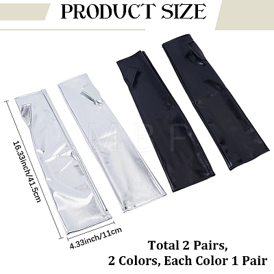 2 Pairs 2 Colors Polyester Long Fingerless Gloves AJEW-CL0006-23-1
