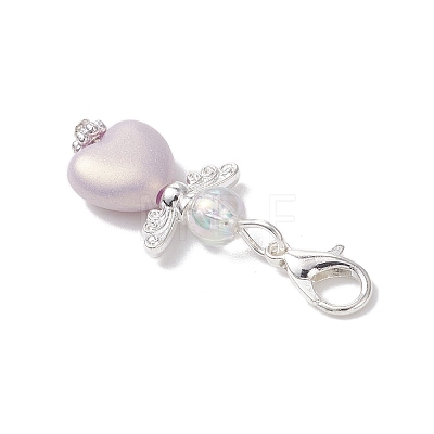 Opaque Acrylic Heart Angel Pendant Decorations HJEW-JM04526-1