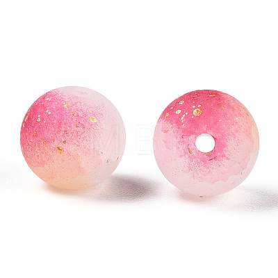 Frosted Baking Paint Crackle Glass Beads with Glitter Powder X1-DGLA-T004-6mm-01A-1