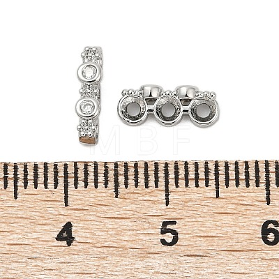 Brass Micro Pave Clear Cubic Zirconia Spacer Bars KK-P302-21B-P-1