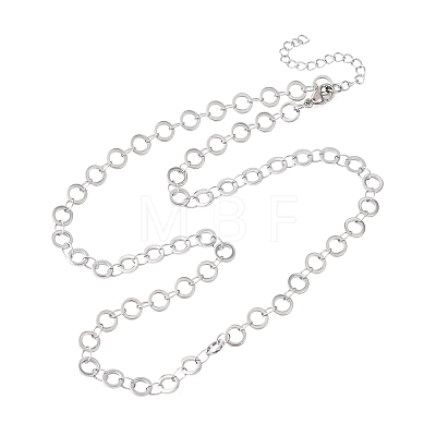 304 Stainless Steel 6MM Ring Link Chain Necklaces NJEW-P343-01A-P-1