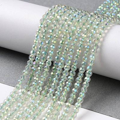 Electroplate Transparent Glass Beads Strands GLAA-H021-01B-FR07-1