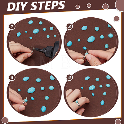 200Pcs 8 Styles Synthetic Turquoise Cabochons TURQ-PH0001-16-1