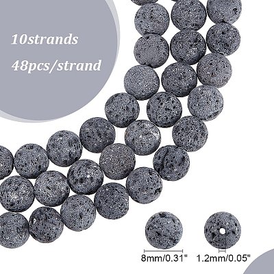 Unwaxed Natural Lava Rock Bead Strands G-F309-8mm-1