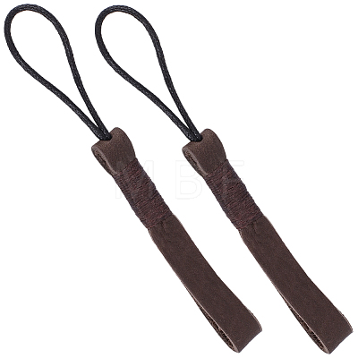 2Pcs Cowhide Leather Car Key Chain Pendant Decorations AJEW-CL0001-80B-1