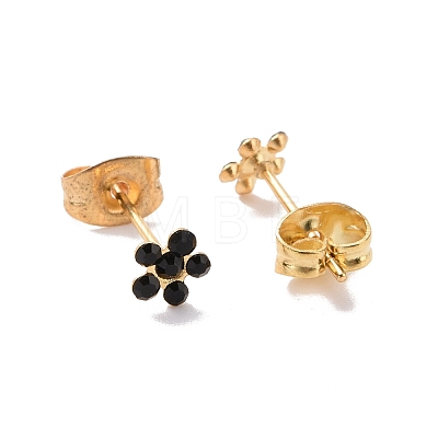 Rhinestone Flower Stud Earrings with 316L Surgical Stainless Steel Pins EJEW-P204-03G-04-1