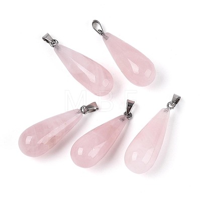 Natural Rose Quartz Pendants G-N360-08P-02-1