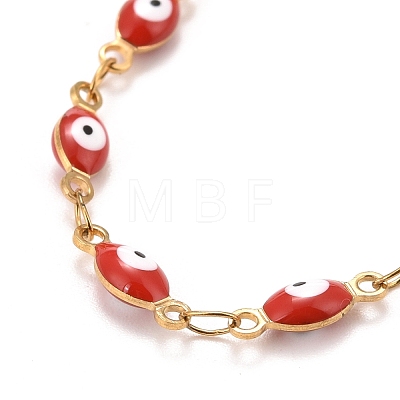 Enamel Horse Eye Link Chains Bracelet BJEW-P271-05G-02-1