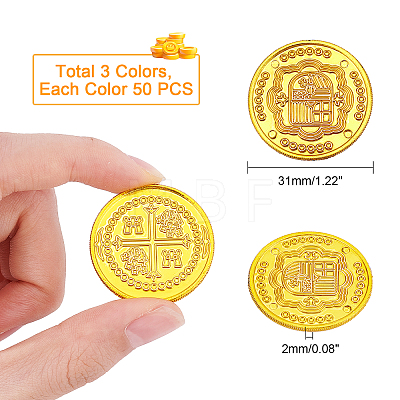 150Pcs 3 Colors Plastic Game Coins AJEW-CA0001-71-1