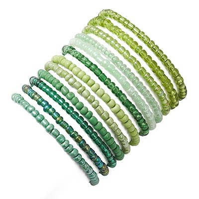 12Pcs Round Glass Seed Beads Stretch Bracelets BJEW-JB13503-1
