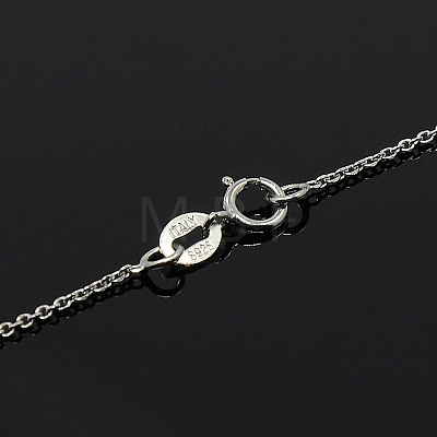 Anti-Tarnish Trendy Unisex Rhodium Plated 925 Sterling Silver Cable Chains Necklaces STER-M034-A-07-1