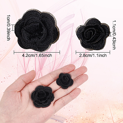  3D Rose Flower Polyester Computerized Embroidered Ornament Accessories DIY-NB0008-21C-1