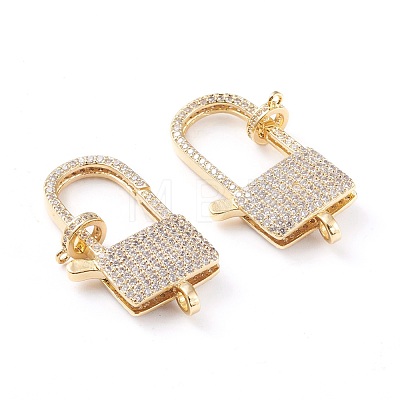 Brass Micro Pave Clear Cubic Zirconia Lobster Claw Clasp ZIRC-I043-39G-1