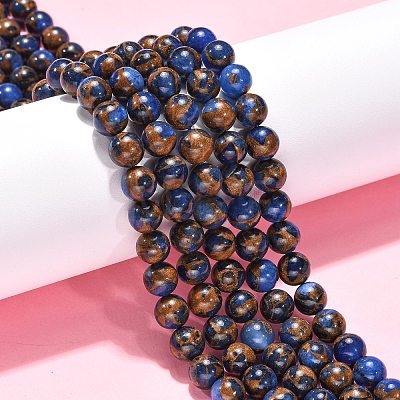 Synthetic Gold Clinquant Stone Beads Strands X-G-G026-R-8mm-1-1