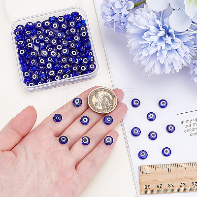 150Pcs Handmade Evil Eye Lampwork Beads LAMP-ME0001-17-1