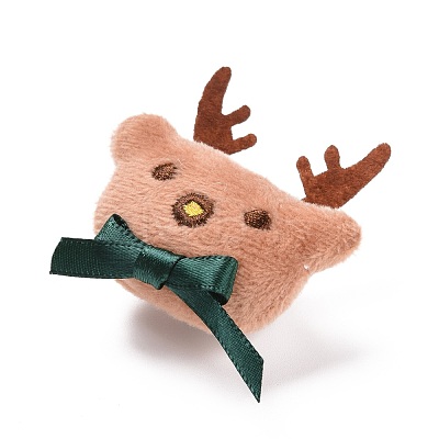 Christmas Deer Cotton & Non-Woven & Velvet Fabric Brooch JEWB-A003-14-1