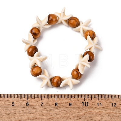 Beach Starfish Dyed Synthetic Turquoise Stretch Bracelets BJEW-JB10289-02-1