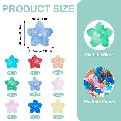 90Pcs 9 Colors Transparent Glass Beads GLAA-TA0004-42-1