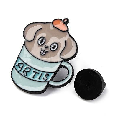 Cartoon Dog with Cup Enamel Pins JEWB-S024-04A-1