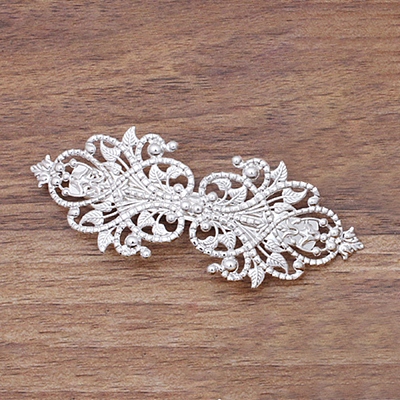 Brass Filigree Hair Barrette OHAR-PW0001-201S-1