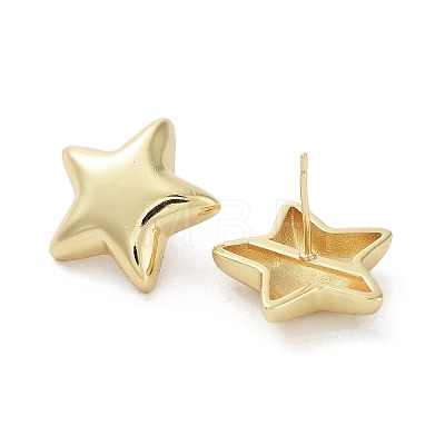 Star Brass Stud Earrings EJEW-M245-15G-1