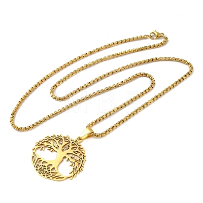 201 Stainless Steel Pendant Necklaces NJEW-H015-03G-1