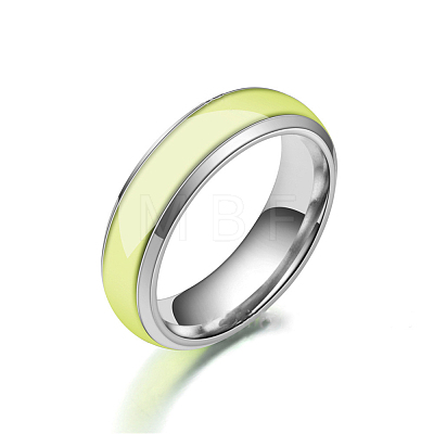 Luminous 304 Stainless Steel Flat Plain Band Finger Ring LUMI-PW0001-117F-02-1