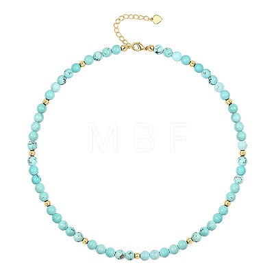 Bohemian 5mm Natural Turquoise Round Beaded Necklaces for Women MF9684-1-1
