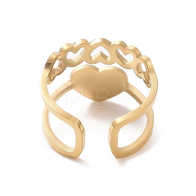 Titanium Steel Heart Open Cuff Rings for Women KK-A181-VF531-1
