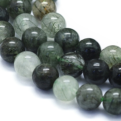 Natural Green Rutilated Quartz Beads Strands G-E561-14-6mm-1