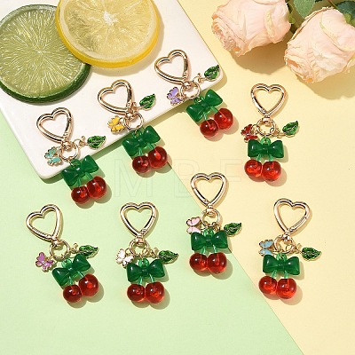 8Pcs Alloy Enamel & Acrylic Pendant Decorations HJEW-YW00394-1