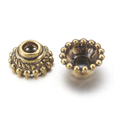 Apetalous Tibetan Style Alloy Flower Bead Caps TIBE-S223-AG-RS-1