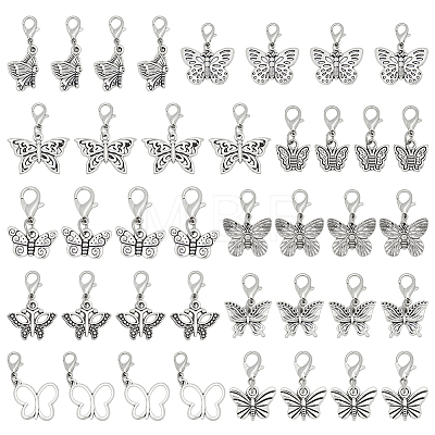40Pcs 10 Styles Alloy Pendant Decorations HJEW-GO00256-1
