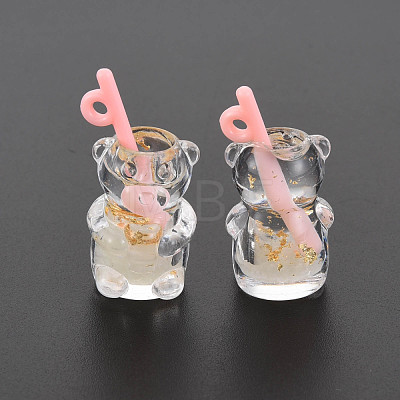 Imitation Bubble Tea/Boba Milk Tea Transparent Resin Pendants RESI-T052-04C-1