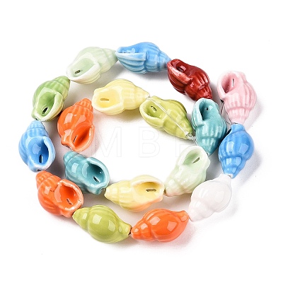 Handmade Printed Porcelain Beads Strand PORC-T133-01M-1