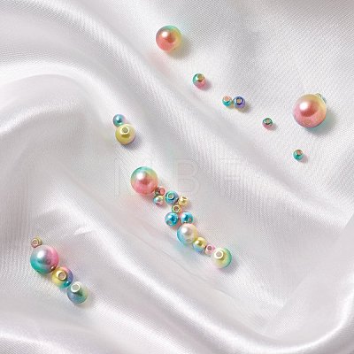 Rainbow ABS Plastic Imitation Pearl Beads OACR-YW0001-03G-1