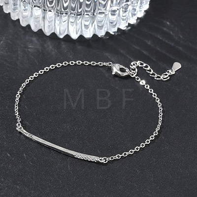 Brass Micro Pave Clear Cubic Zirconia Link Bracelets BJEW-E114-01B-P-1