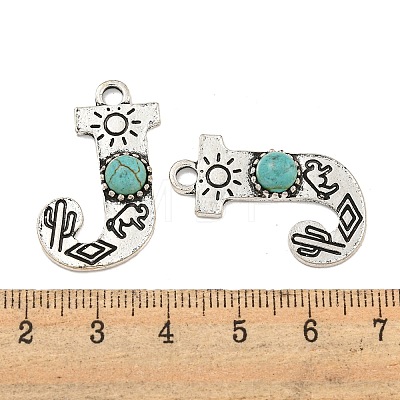 Synthetic Turquoise & Alloy Pendants PALLOY-H146-01AS-J-1