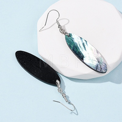 Brass Abalone Shell Dangle Earrings EJEW-C161-01B-1