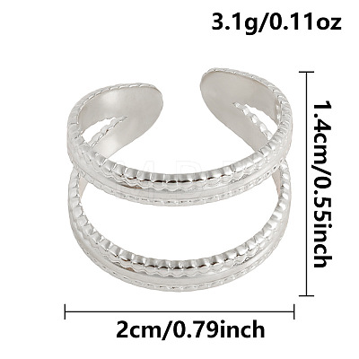 Double-layer 304 Stainless Steel Open Cuff Rings JO2832-1-1