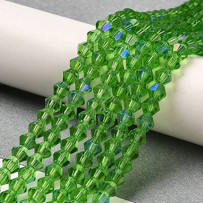 Transparent Electroplate Glass Beads Strands GLAA-F029-4mm-D03-1