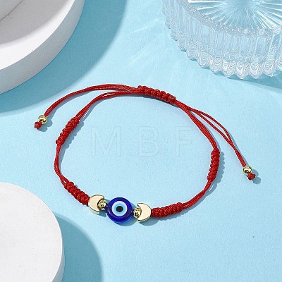 Adjustable Lanmpword Evil Eye Braided Bead Bracelet BJEW-JB11062-03-1