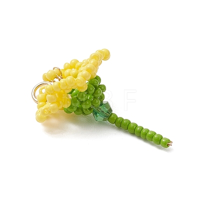 Glass Seed Beaded Flower Pendants PALLOY-MZ01171-01-1