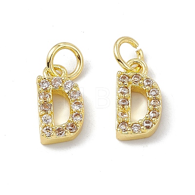 Real 18K Gold Plated Brass Micro Pave Clear Cubic Zirconia Charms KK-E068-VB452-D-1
